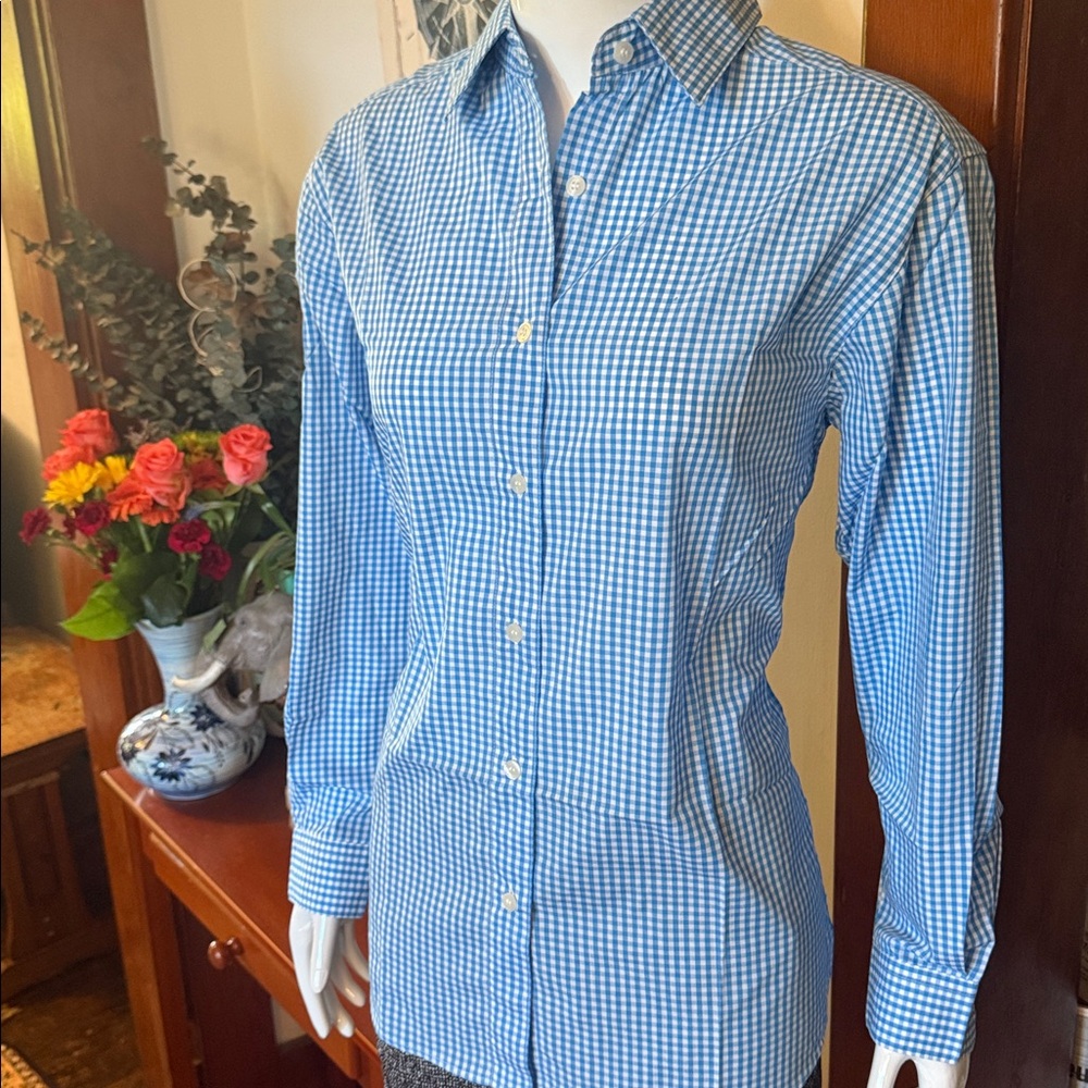 NWT Tabi size small Blue Gingham Button-Up Shirt